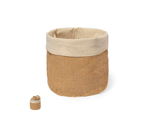 Corbeille à pain fabriquée avec du coton à l'intérieur et du jute à l'extérieur, avec un design rond - Seloria Personnalise