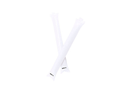 Paire de bastom sticks/applaudisseurs en RPET robuste et matériau bruyant de couleur blanche - Viorix Personnalise