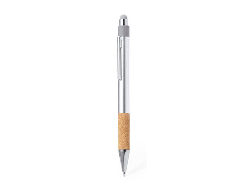 Élégant stylo pointeur en liège et aluminium recyclé avec mécanisme poussoir - Fobox Personnalise
