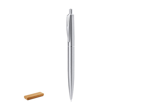 Stylo à bille raffiné en acier inox recyclé avec bouton-poussoir - Lukonen Personnalise