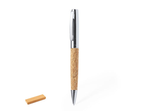 Élégant stylo à bille en liège et en métal avec mécanisme rotatif - Fitin Personnalise