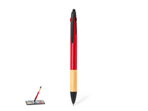 Stylo pointeur pratique avec 3 encres différentes, en bambou - Milok Personnalise