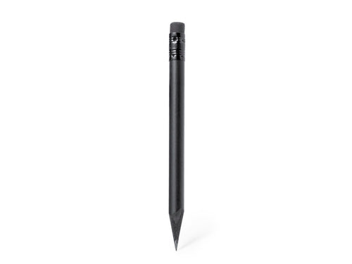 Crayon en bois naturel finition noir mat, avec mine noire, pointe pointue et gomme sur le dessus correspondant - Vexor Personnalise