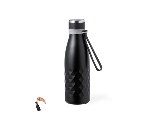 Élégant bidon thermique de 550 ml de capacité, fabriqué en acier inox à double paroi, avec bouchon à vis pour une étanchéité optimale - Hexor Personnalise
