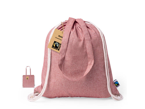 Sac à dos à cordes en ligne nature, fabriqué en coton 140g/m2 - Riak Fairtrade Personnalise