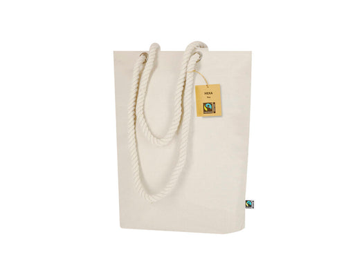 Sac en ligne nature, fabriqué en coton de 280g/m2 de couleur naturelle - Hexa Fairtrade Personnalise