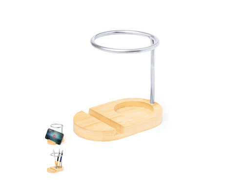 Porte-stylo avec support en bambou et acier inoxydable - Furik Personnalise