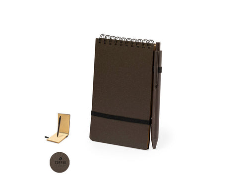Ensemble de cahier et stylo à bille en fibre de café - Pacam Personnalise