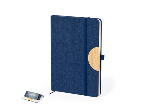 Porte-bloc-notes avec des couvertures dures, en RPET 300D et bambou - Jibs Personnalise