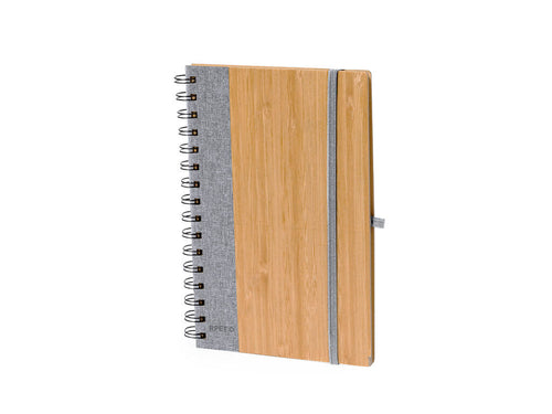 Cahier à anneaux avec couvercles rigides en bambou - Gasmon Personnalise