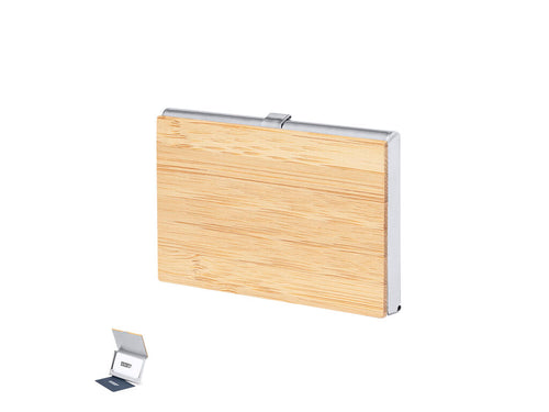 Porte-cartes élégant en bambou doux avec une couverture rigide et une fermeture à pression - Eltanin Personnalise