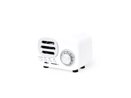 Compact haut-parleur de style vintage en forme de radio d’époque et 3W de puissance - Florens Personnalise