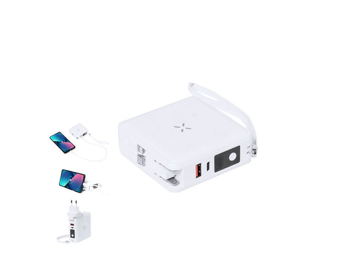 Adaptateur de voyage sans fil, multifonction et multi-sortie avec powerbank intégré de 10000 mAh de capacité de charge - Joks Personnalise