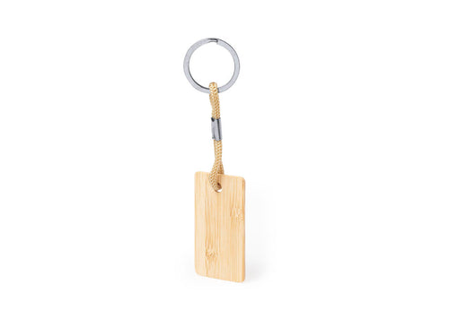 Porte-clés rond pratique, fabriqué en bambou, avec cordon de serrage - Recbam Personnalise