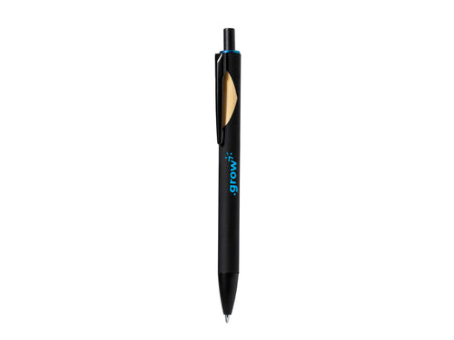 Stylo à bille à mécanisme poussoir avec corps à finition noire unie - Piklam Personnalise