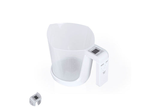 Pèse-personne avec pichet de mesure intégré, fabriqué en combinaison robuste de PP et d'ABS - Plazix Personnalise