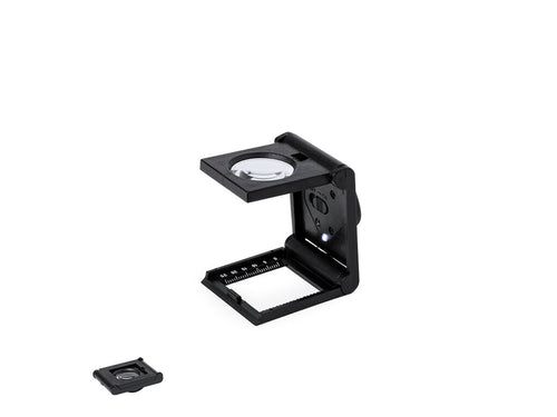 Loupe pliante 8 augmentations fabriquée en PP résistant, avec LED intégrée et règle de mesure, alimentée avec pile bouton (incluse) - Tudels 8X Personnalise