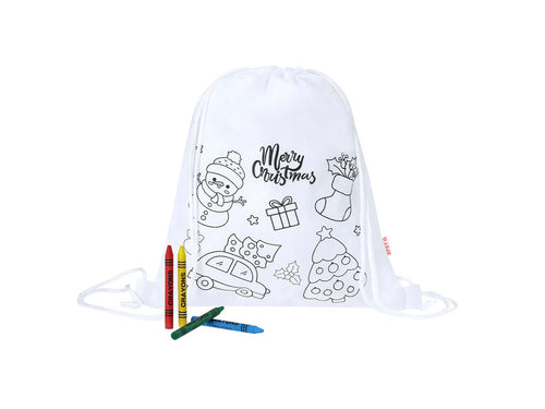 Sac à dos de Noël pour enfants en RPET non tissé, spécialement conçu pour colorier avec des crayons - Taky Personnalise