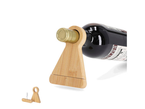 Tire-bouchon pratique avec fonction de support de bouteille en bambou - Kofko Personnalise