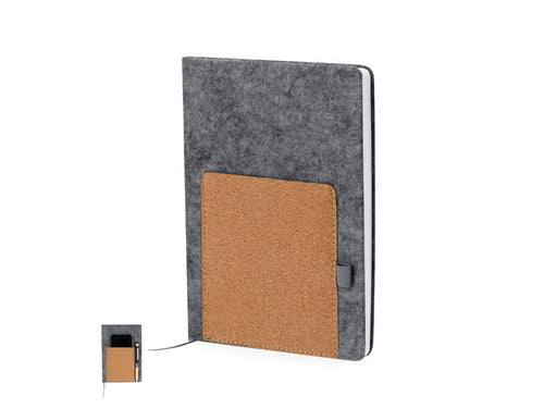 Bloc-notes avec couvertures rigides, en feutre RPET - Wilko Personnalise