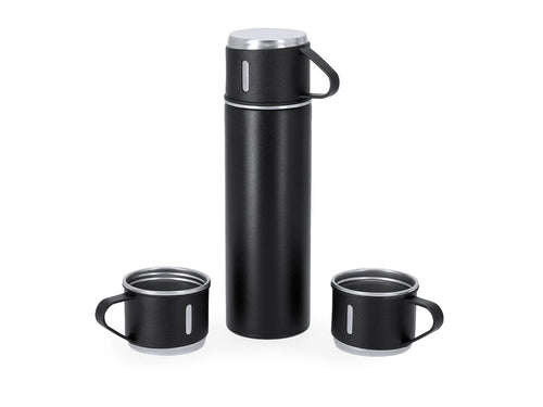 Ensemble de bouteille thermos et 3 tasses en acier inoxydable - Melbir Personnalise