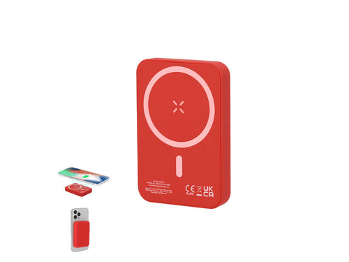 Batterie externe auxiliaire avec capacité de charge de 5 000 mAh, chargeur sans fil intégré de 5W et fixation magnétique Magsafe, permettant l'utilisation du dispositif pendant la charge - Tudelak Personnalise