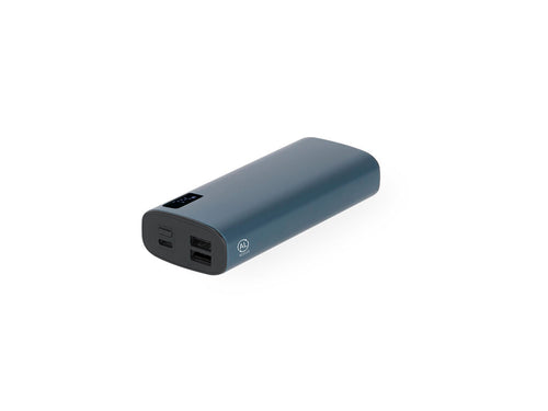 Batterie auxiliaire externe avec haute capacité de charge - 10 000 mAh - fabriquée en aluminium recyclé avec une finition chromée - Hampton Personnalise