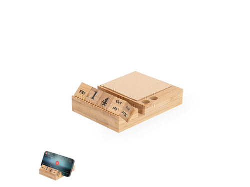 Porte-bloc-notes calendrier perpétuel en bambou - Dex Personnalise