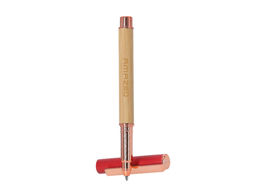 Stylo roller élégant en bambou et aluminium - Bobbin Personnalise
