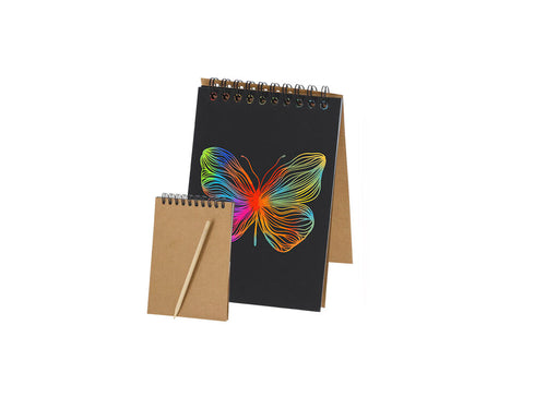 Libreta tipo anillas tamaño A6, con hojas negras mate a una cara ideales para raspar y descubrir colores vibrantes - Madguire Personnalise