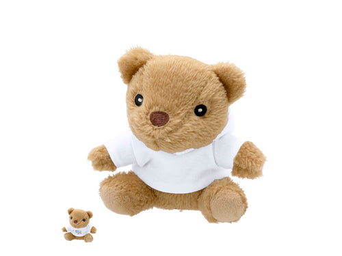 Douce peluche ours fabriquée en RPET avec sweat-shirt personnalisable, idéal pour la sublimation - Glik Personnalise