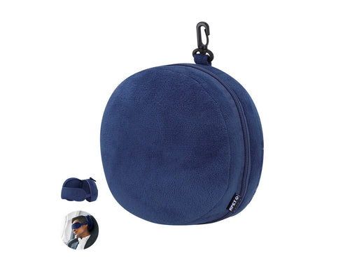 Coussin avec masque de sommeil idéal pour les voyages fabriqué en doux matériau RPET - Pansir Personnalise