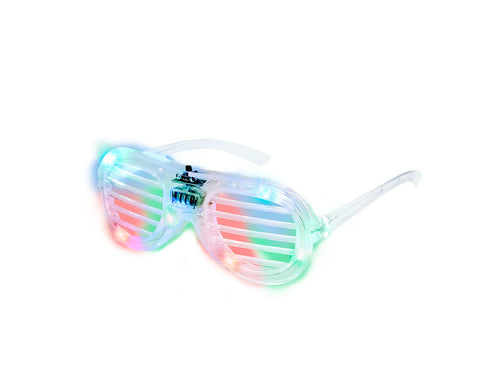 Lunettes lumineuses avec des LED, monture transparente et lentilles en résille, idéales pour les fêtes et les célébrations - Tarsem Personnalise