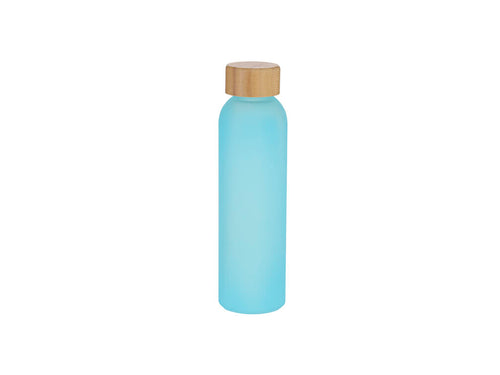 Gourde en verre recyclé, finition givrée, de 500 ml de capacité et bouchon en bambou - Tistak Personnalise