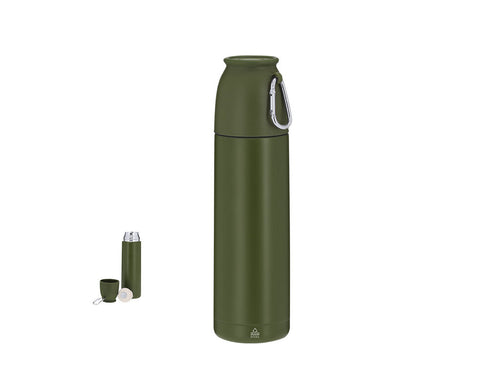 Ensemble thermos avec tasse fabriqué en acier inoxydable recyclé - Clorin Personnalise