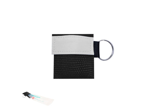 Porte-clés de masque pour réanimation RCP, au format compact dans un petit sac en polyester 600 D avec fermeture Velcro et anneau métallique pour se transformer en porte-clés - Ibanor Personnalise