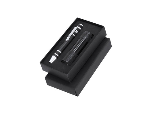 Set d'outils multifonction avec lampe de poche et tournevis en aluminium - Lipan Personnalise