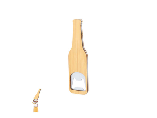 Ouvre-bouteille avec design de bouteille en bambou et métal - Ceryon Personnalise