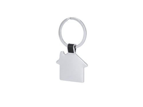 Porte-clés en métal avec design maison et détail en couleur noire - Nyrella Personnalise