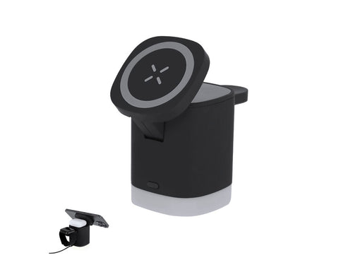 Chargeur sans fil magnétique 3 en 1 de 15W, fabriqué en ABS recyclé (RABS) - Ruclox Personnalise