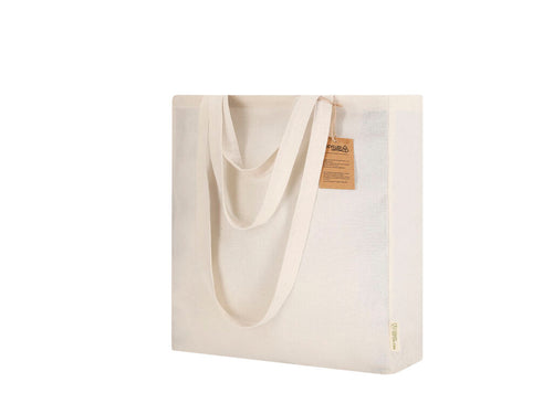 Sac avec soufflet confectionné principalement en coton recyclé de 140g/m2 - Kamuy Personnalise