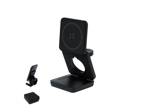 Chargeur sans fil magnétique 4 en 1 de 15W, fabriqué en ABS recyclé (RABS) - Komal Personnalise