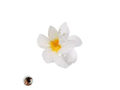 Barrette à cheveux avec un design original en forme de fleur blanche et centre jaune - Tixcon Personnalise