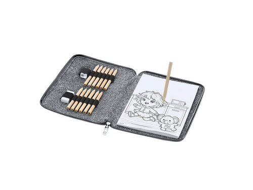 Set de crayons de couleur dans une trousse fabriquée en feutre RPET - Shepher Personnalise
