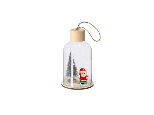 Décoration de Noël en verre résistant avec base en bois naturel - Babek Personnalise