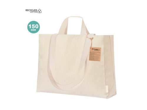 Sac avec soufflet à la base et sur les côtés, confectionné principalement en coton recyclé de grammage 150 g/m² - Oryan Personnalise