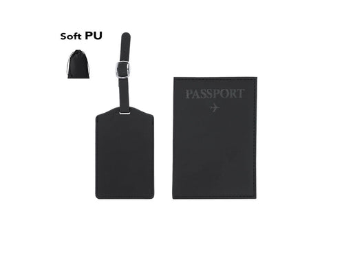 Set de voyage composé d’un étui pour passeport et d’une étiquette bagage, fabriqués en PU souple - Sislak Personnalise