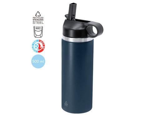 Gourde de 500 ml en acier inoxydable recyclé à double paroi, garantissant une meilleure et plus durable conservation de la température - Gomery Personnalise