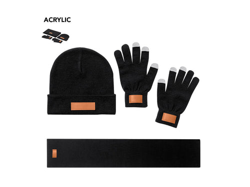 Ensemble 3 pièces : bonnet, écharpe et gants tactiles, parfaits pour offrir confort et fonctionnalité lors des journées froides - Hibbert Personnalise