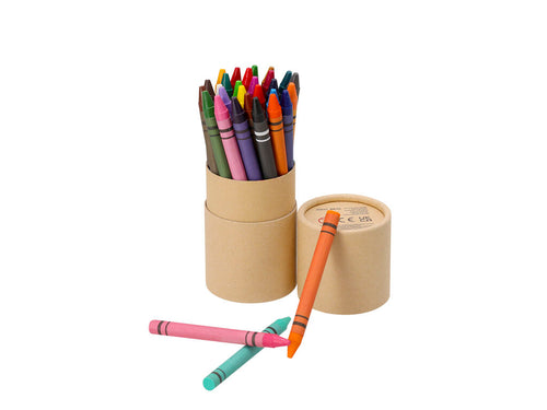 Set di 30 pastelli in astuccio cilindrico di cartone naturale - Riokon Personnalise